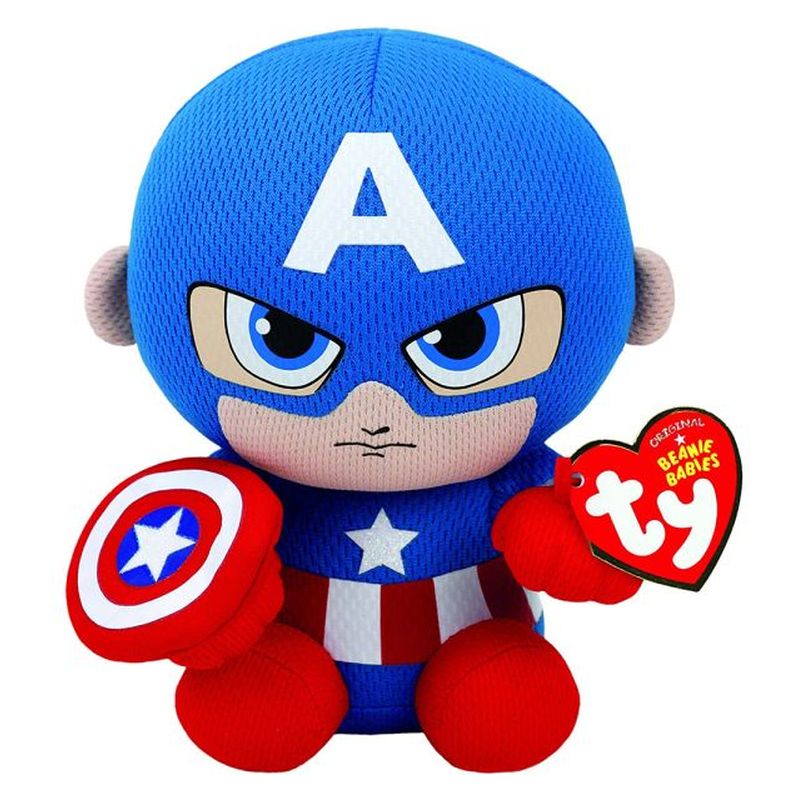 Peluche Ty Beanies Marvel Capitán América Rojo/Azul Coleccionable TY-41189