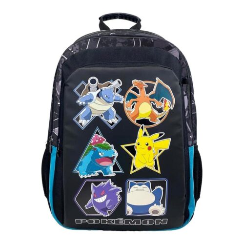 Mochila Escolar Pokémon CyP Brands Pikachu Eeve Negro Oficial MC20-12PK