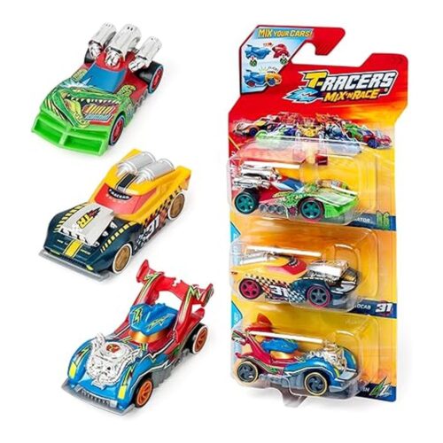 Pack 3 Coches T-Racers Mix N Race Coleccionables Desmontables con Piezas Intercambiables Pack 11/12 PTR8V316IN00