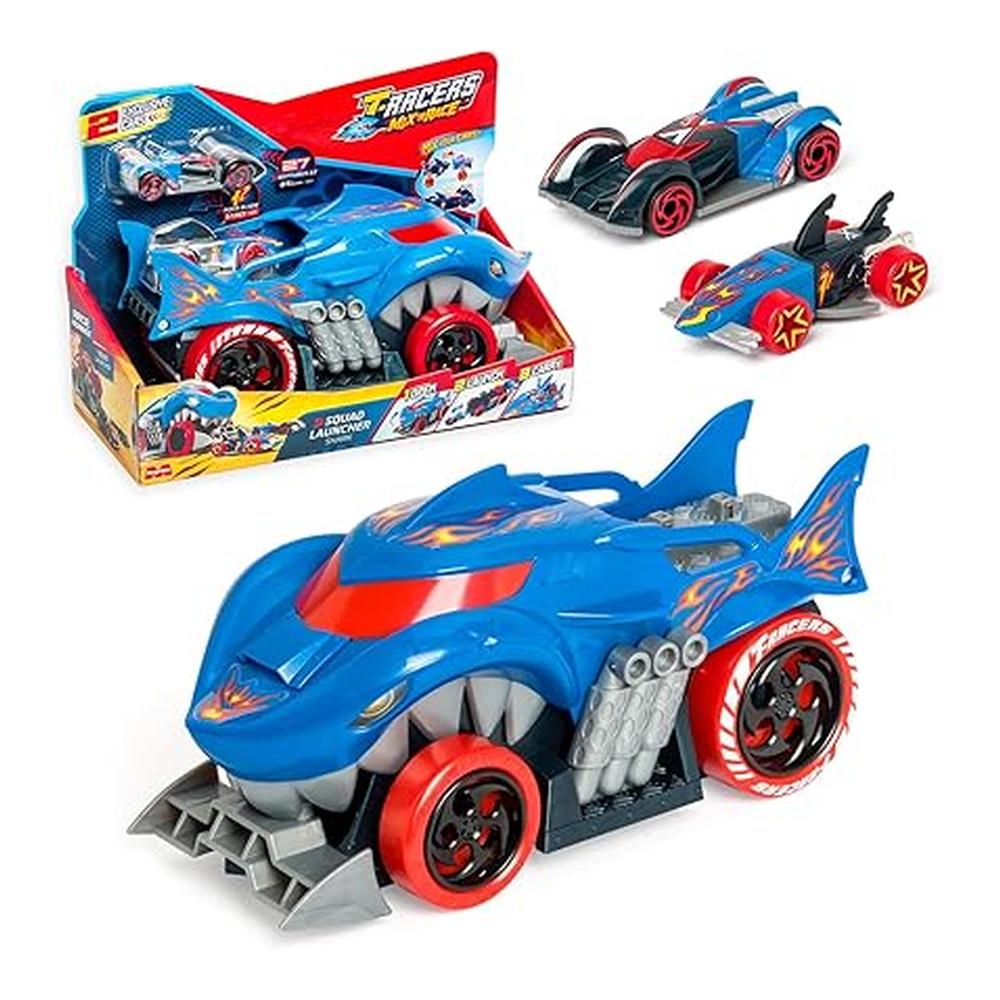 Camión Tiburón Lanzador T-Racers Mix N Race Squad Launcher Shark con 2 Vehículos Exclusivos 38901 - Imagen 2