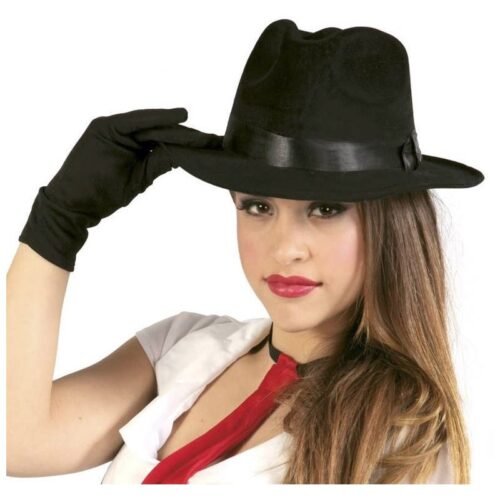 Sombrero negro gangster con cinta negra Guirca 13505