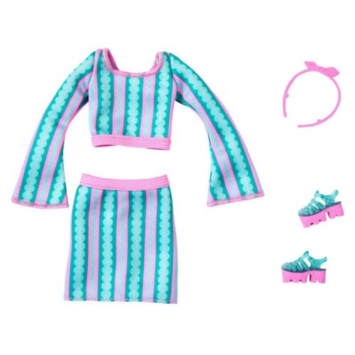 Conjunto Ropa Barbie Rayas Completo Mattel Accesorios Moda HYV19