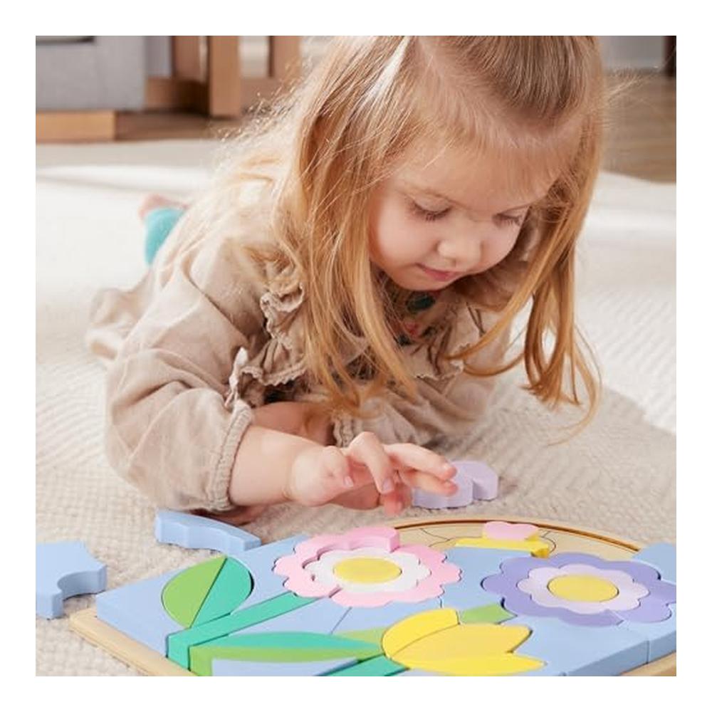 Fisher-Price Puzzle de Flores Madera FSC 38 Bloques Motricidad JBM25 - Imagen 2