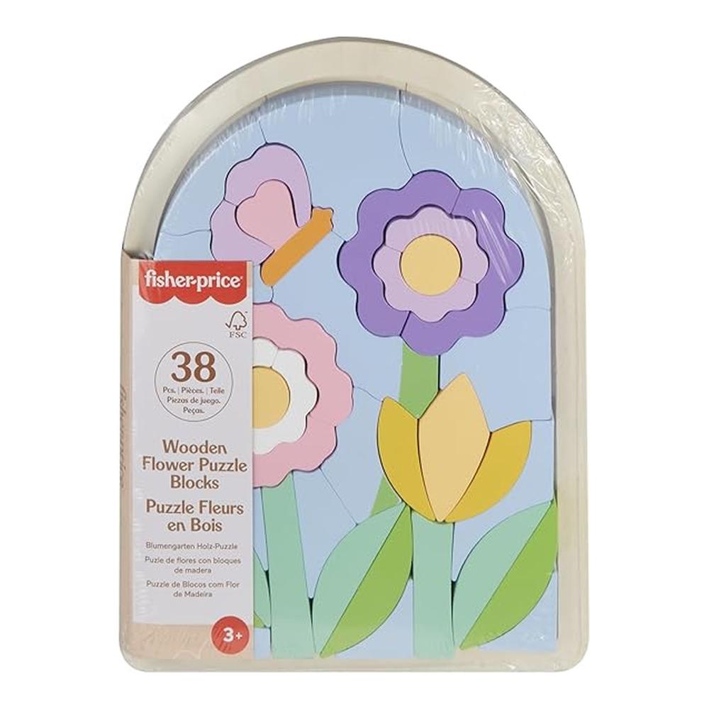 Fisher-Price Puzzle de Flores Madera FSC 38 Bloques Motricidad JBM25