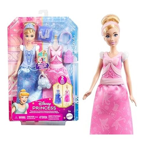 Muñeca Cenicienta 2 en 1 Disney Princesas Mattel 9 Accesorios Looks JCR95