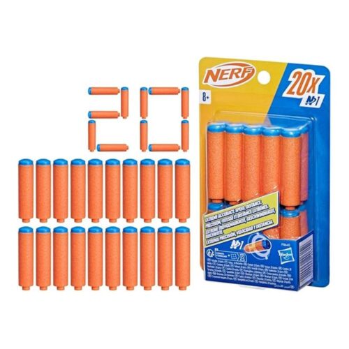 Pack 20 Dardos Nerf N Series Espuma Naranja Azul Lanzadores F8640