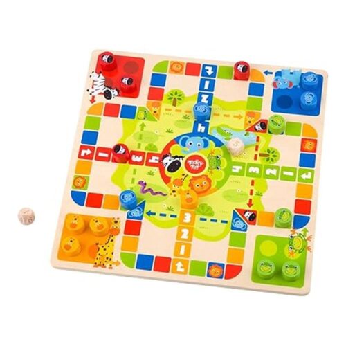Juego Mesa Madera Tooky Toy 2 en 1 Ludo Serpientes Escaleras TY848