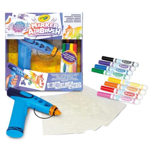 Crayola Marker Airbrush aerógrafo creativo para niños con rotuladores lavables y plantillas 74-7696