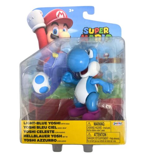 Super Mario Figura Yoshi Celeste con Champiñón Azul 52980