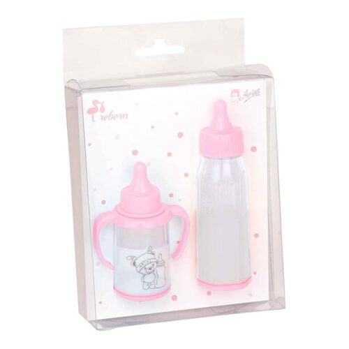 Set Dos Biberones Rosa Accesorios Muñecas Bebé 6092
