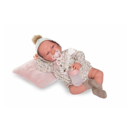 Antonio Juan muñeca recien nacida Lua pompón y cojín estampado rosa 42cm 33001