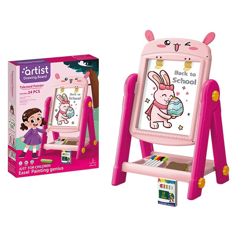 Pizarra doble infantil Artist conejito rosa 49cm 25784