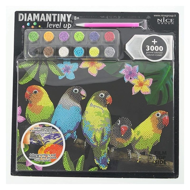 Perlitas de manualidades Diamantiny Level Up mosaico de aves