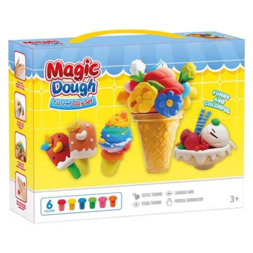 Magic Dough Colored Clay Set Variedad Helados con seis botes de plastilina 25954