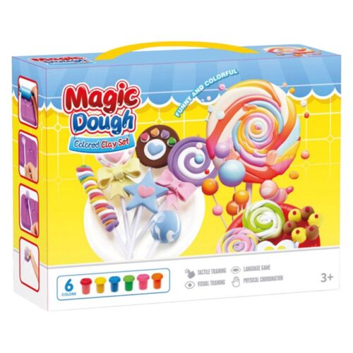 Magic Dough Colored Clay Set Piruletas con seis botes de plastilina 25955