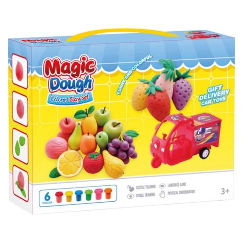 Magic Dough Colored Clay Set Frutas con seis botes de plastilina 25957