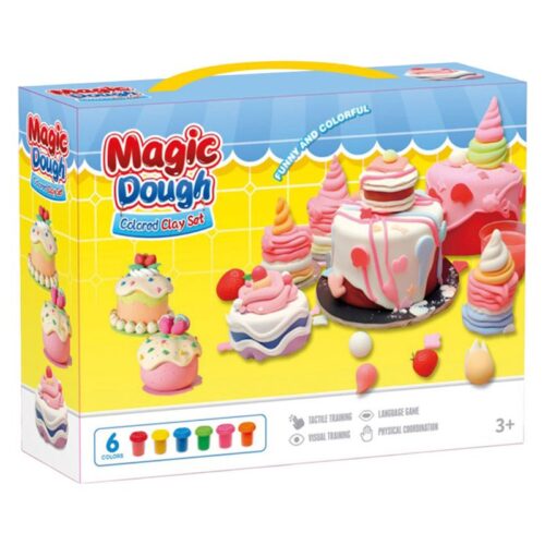 Magic Dough Colored Clay Set Tartas con seis botes de plastilina 25958