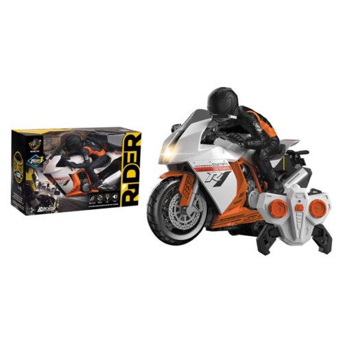 Moto Radio Control Rider blanca y naranja con luces y sonidos 25650