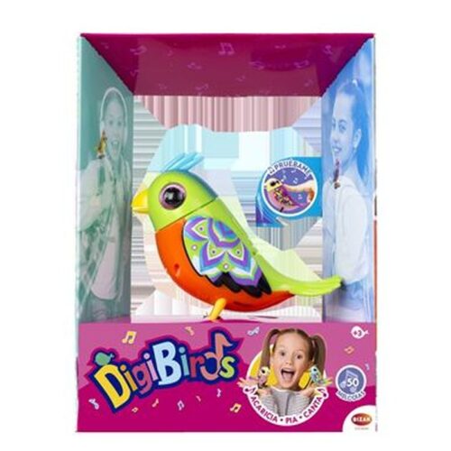 Digibirds Pajarito Interactivo Quetzal Verde y Naranja 62008192-VDNAR