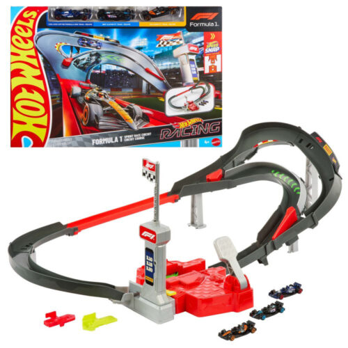 Hot Wheels Circuito de Carreras a Gran Velocidad de Fórmula 1 y con 3 Coches JDY15
