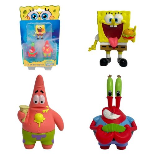 Bizak Bob Esponja Pack 3 Figuras 5 cm Bob Esponja, Patricio y Sr Cangrejo 64393001-3