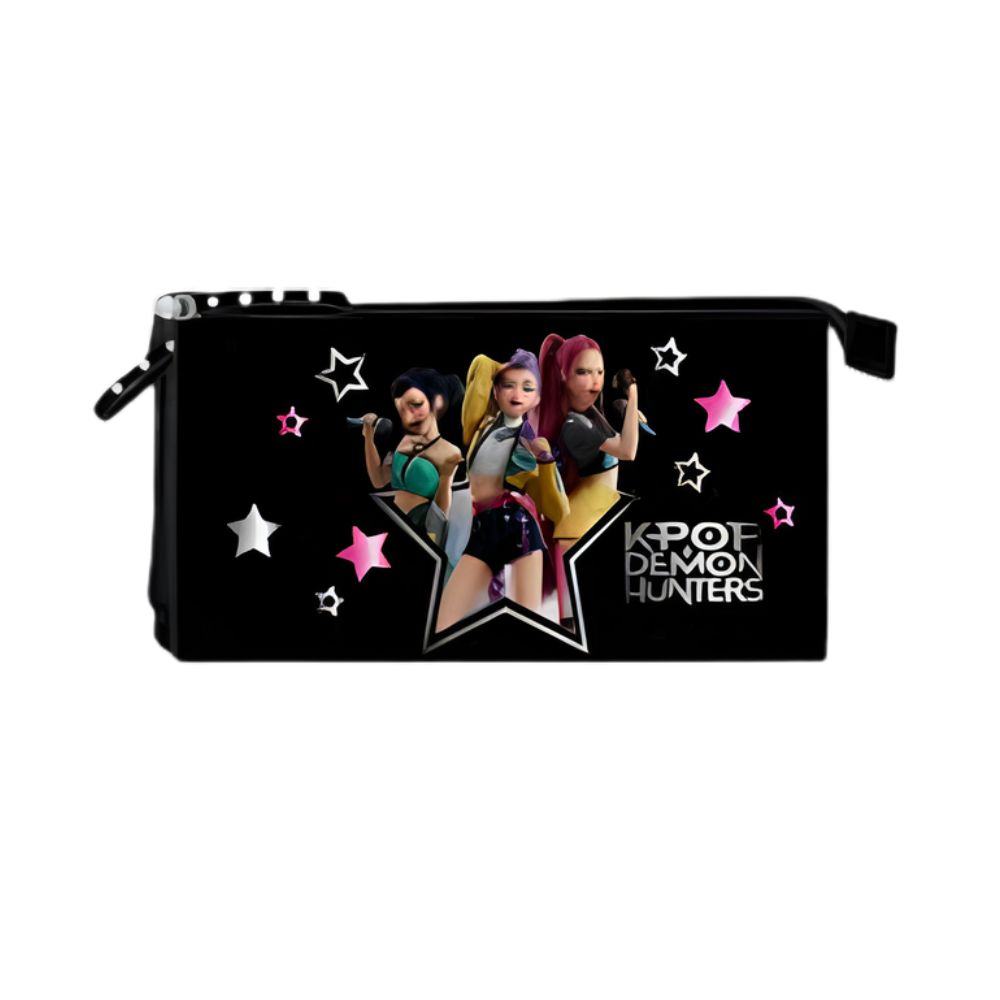 Safta Estuche portatodo triple negro y fucsia Las guerreras K-pop Demon Hunters 842668744