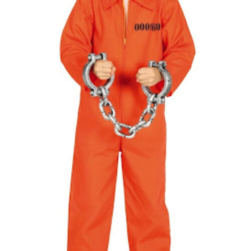 Disfraz de preso en color naranja talla de 5 a 6 años Guirca 87367