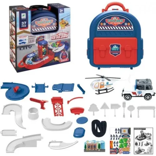 Mochila transporte con parking y helipuerto con 37 piezas y accesorios 23-905