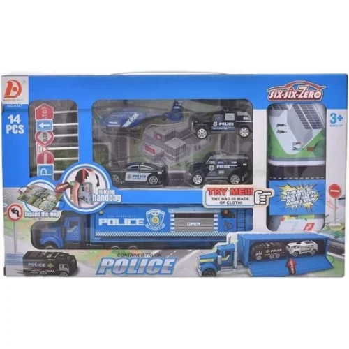 Camión azul de policía para transporte de vehículos con 14p 23-911