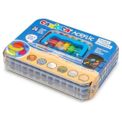 Carioca Caja Rigida 24 rotuladores permanentes punta pincel 45288
