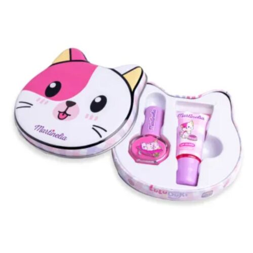 Aquarius Cosmetics Martinelia lata estuche de gato con esmalte y gloss labial 85478