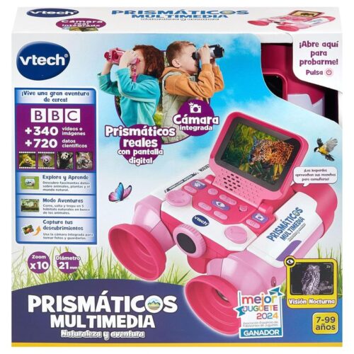 Vtech Prismáticos multimedia naturaleza y aventura en color rosa con visión nocturna 80-618657