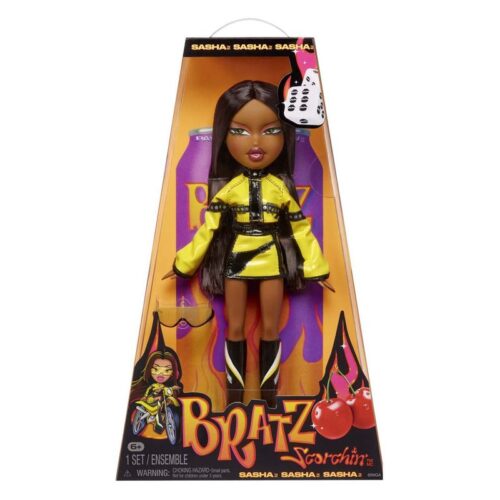 MGA muñeca Bratz Scorshin Shasha con pelo moreno y look amarillo fluor con gafas 544845