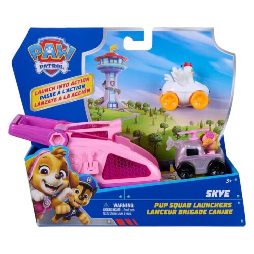 Spin Master Paw Patrol Pack Pup Squad Racers lanzador con 2 vehículos helicóptero Skye 6074782