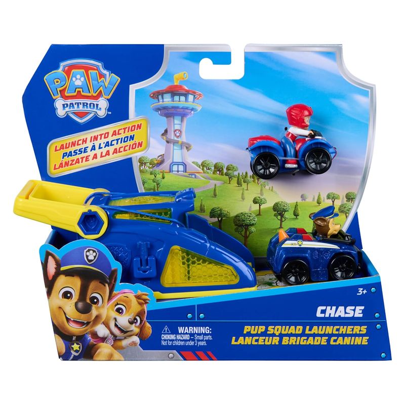Spin Master Paw Patrol Pack Pup Squad Racers lanzador con 2 vehículos coche policia Chase 6074781