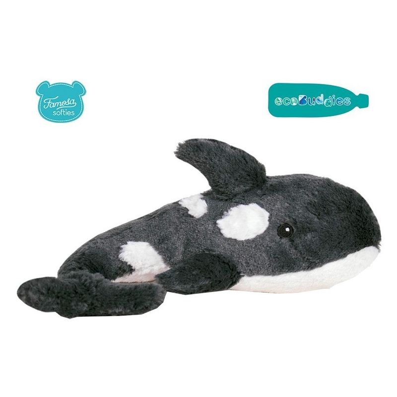 Famosa Softies Eco Buddies peluche de orca color negro y blanco blandito de 100cm 760019542-OR