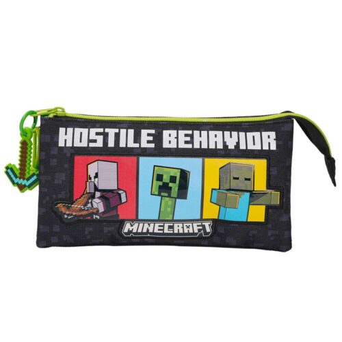 Estuche portatodo triple Minecraft Hostile Behavior con pico diamante CYP PT66-03MF