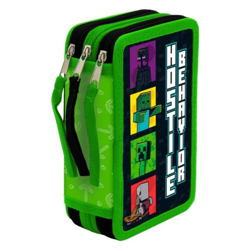 Estuche Plumier Triple 39 piezas Minecraft Hostile Behavior CYP EP66-03MF