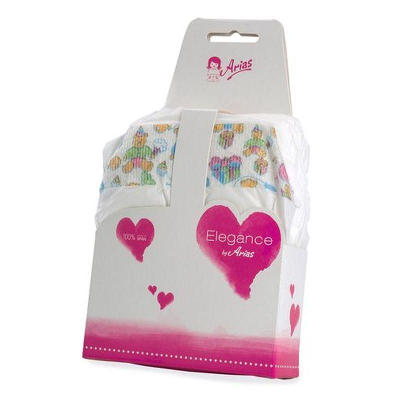 Arias set de 3 pañales color blanco para bebé recien nacido de juguete 6014