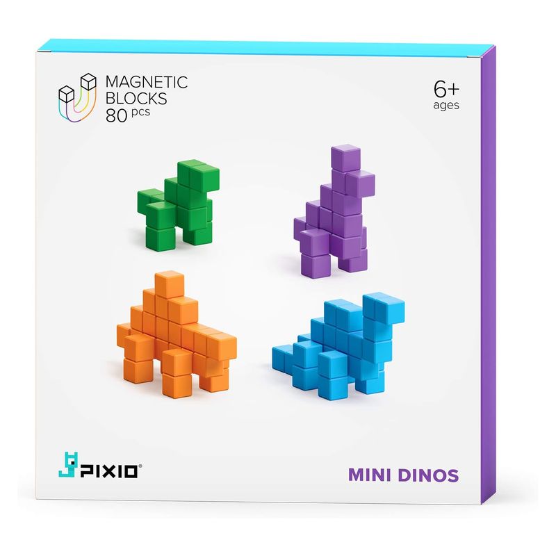 Bizak Pixio set de 80 bloques magnéticos Mini Dinos para crear tu parque jurásico 64244010