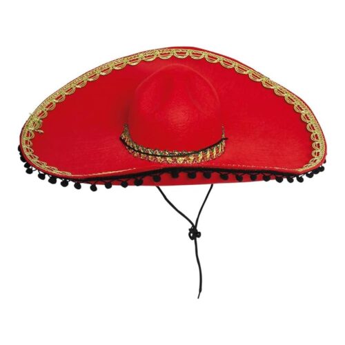 Guirca Sombrero Mexicano Rojo Fieltro Día de Muertos 13188