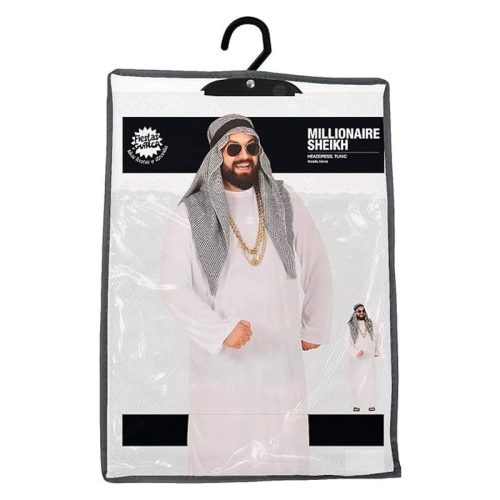 Guirca Disfraz de jeque árabe billonario para adulto talla L con túnica y pañuelo 88667