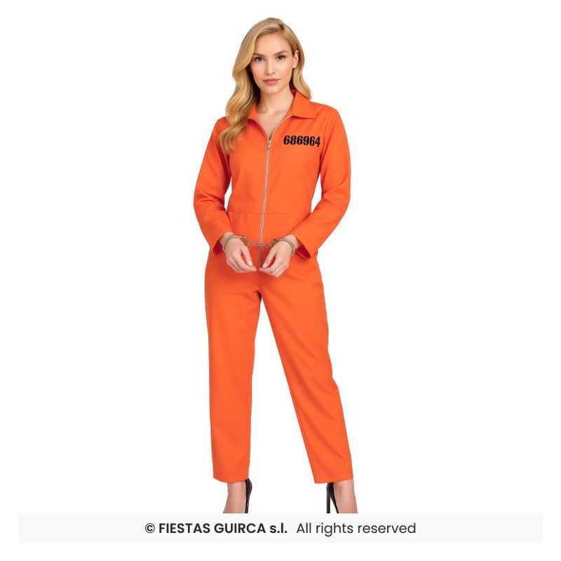 Guirca Disfraz de mujer Convicta Talla-M mono completo en color naranja 89096