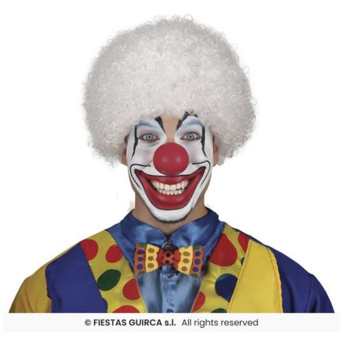 Peluca de payaso pelos rizados blanca Guirca 90206