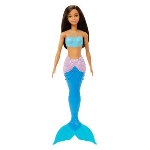Muñeca Barbie Dreamtopia castaña con aleta azul HGR07sHGR04