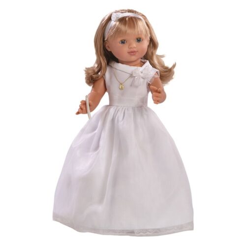 Guca Muñeca de comunión rubia 50cm vestido blanco sin mangas 203