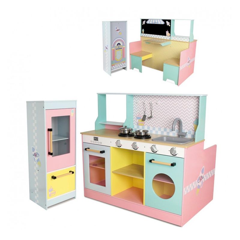 Deqube Cocinita infantil de madera 4 módulos 2 en 1 913D00015