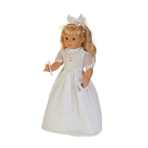 Guca Muñeca de comunión rubia 50cm vestido blanco organza sin vela 305