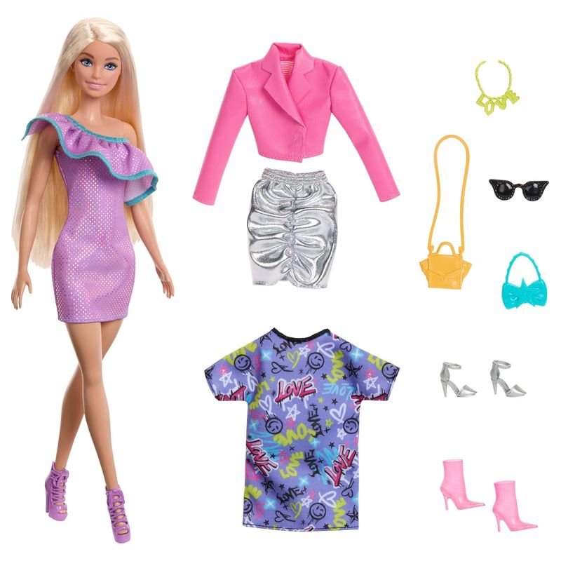Barbie Fashionista Muñeca con 3 Modas Noche HYT61 - Imagen 2