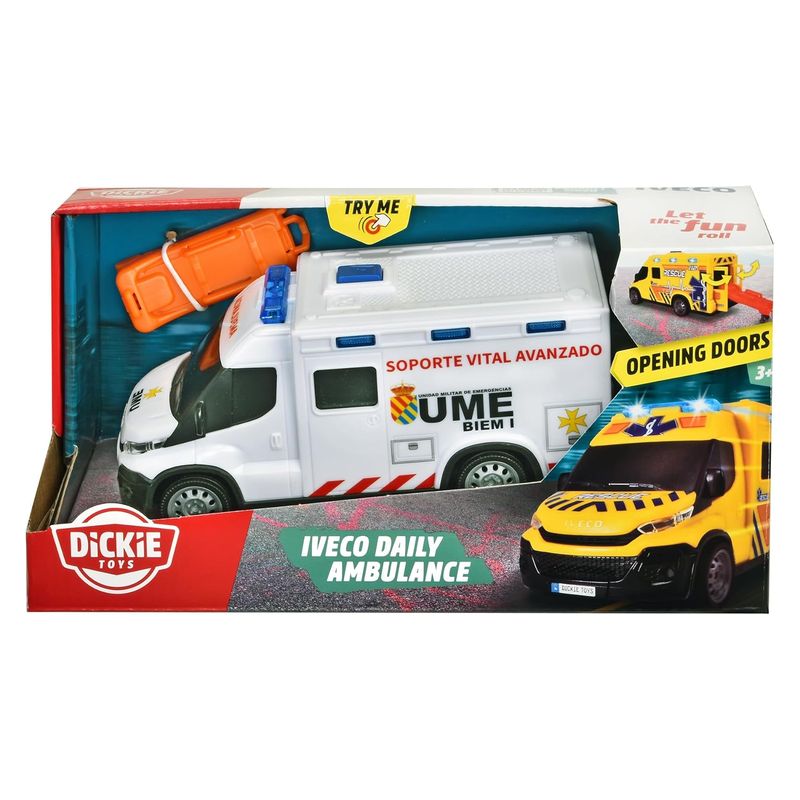 Simba Ambulancia UME juguete IVECO Dickie Toys 18cm con luces y sonido 203713014SI5 - Imagen 2